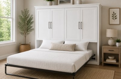White Shaker Cabinet Beds for Stylish Space-Saving Comfort